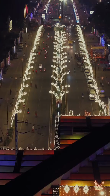 Vertical Aerial View of Fireworks over the Ganges River During Dev Deepawali, Varanasi