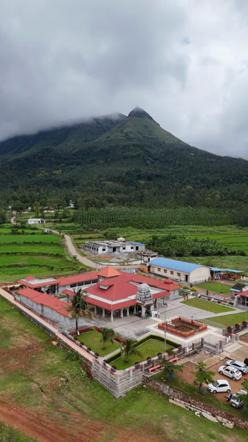 Vertical Aerial View of Deviramma Bettada Temple in Chikkamagaluru Karnataka India