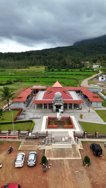 Vertical Aerial View of Deviramma Bettada Temple in Chikkamagaluru Karnataka India
