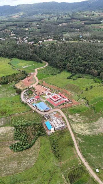 Vertical Aerial View of Deviramma Bettada Temple in Chikkamagaluru Karnataka India