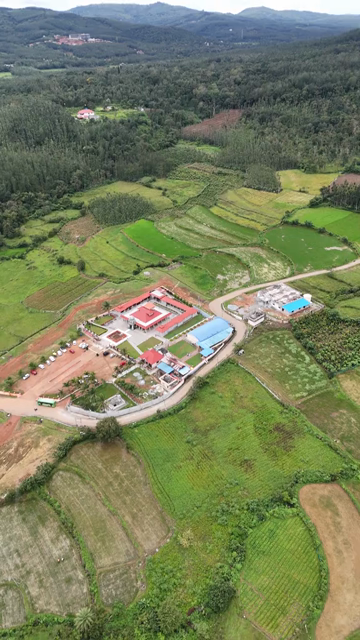 Vertical Aerial View of Deviramma Bettada Temple in Chikkamagaluru Karnataka India