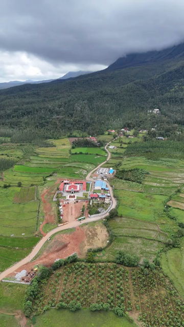 Vertical Aerial View of Deviramma Bettada Temple in Chikkamagaluru Karnataka India