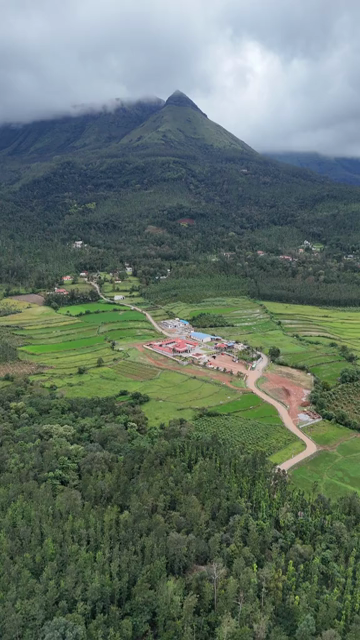 Vertical Aerial View of Deviramma Bettada Temple in Chikkamagaluru Karnataka India