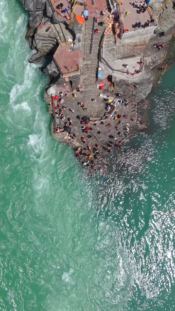 Vertical Aerial View of Devprayag Sangam Uttarakhand India