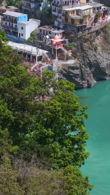 Vertical Aerial View of Devprayag Sangam Uttarakhand India