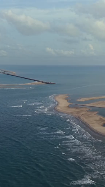 Vertical Aerial View of Dhanushkodi Arichal Munai Road End Tamil Nadu India