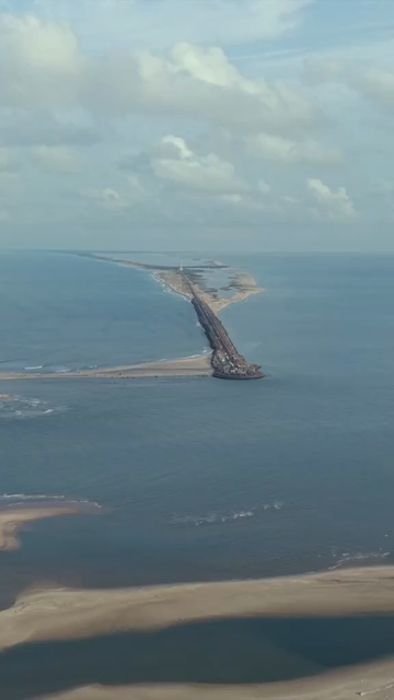 Vertical Aerial View of Dhanushkodi Arichal Munai Road End Tamil Nadu India