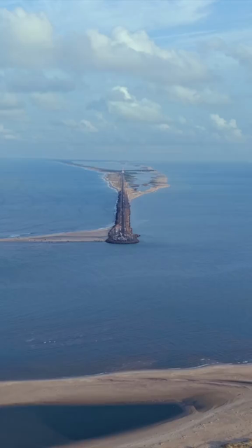Vertical Aerial View of Dhanushkodi Arichal Munai Road End Tamil Nadu India