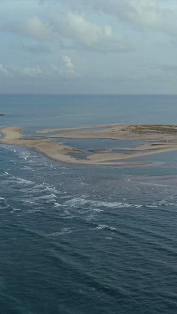 Vertical Aerial View of Dhanushkodi Arichal Munai Road End Tamil Nadu India