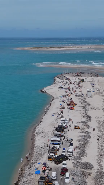 Vertical Aerial View of Dhanushkodi Arichal Munai Road End Tamil Nadu India