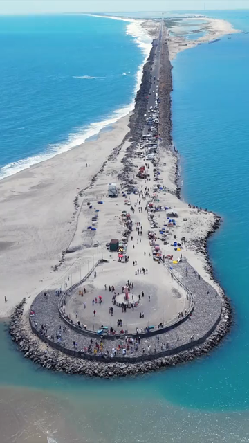 Vertical Aerial View of Dhanushkodi Arichal Munai Road End Tamil Nadu India
