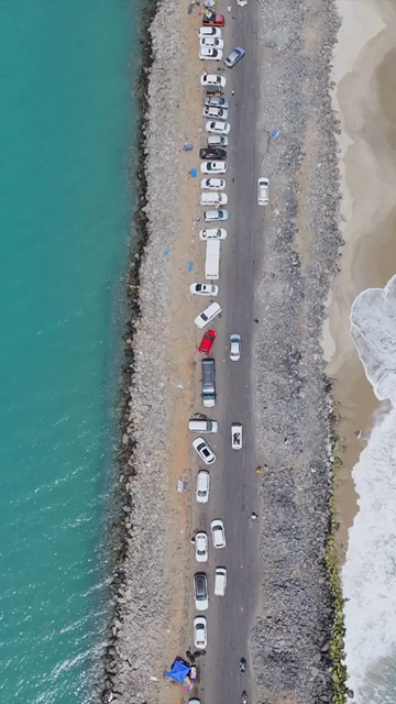 Vertical Aerial View of Dhanushkodi Arichal Munai Road End Tamil Nadu India