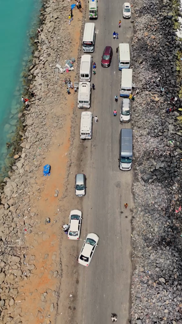 Vertical Aerial View of Dhanushkodi Arichal Munai Road End Tamil Nadu India