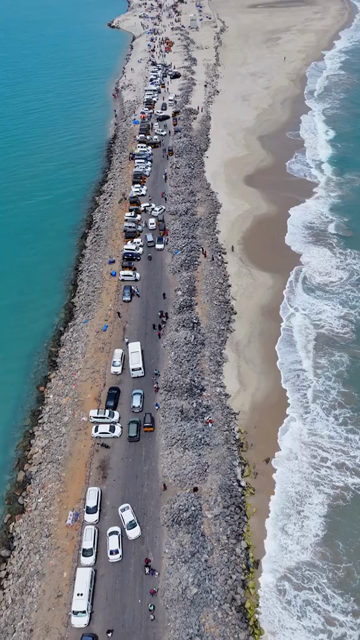 Vertical Aerial View of Dhanushkodi Arichal Munai Road End Tamil Nadu India