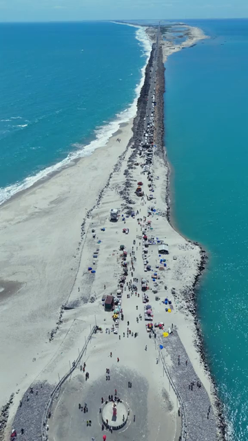 Vertical Aerial View of Dhanushkodi Arichal Munai Road End Tamil Nadu India