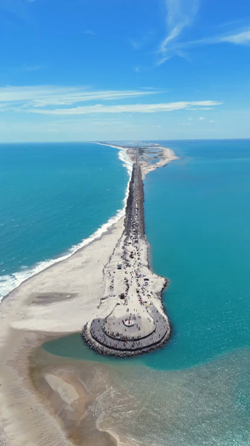 Vertical Aerial View of Dhanushkodi Arichal Munai Road End Tamil Nadu India