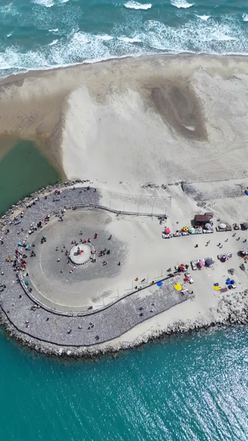Vertical Aerial View of Dhanushkodi Arichal Munai Road End Tamil Nadu India