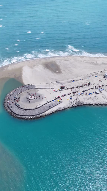 Vertical Aerial View of Dhanushkodi Arichal Munai Road End Tamil Nadu India