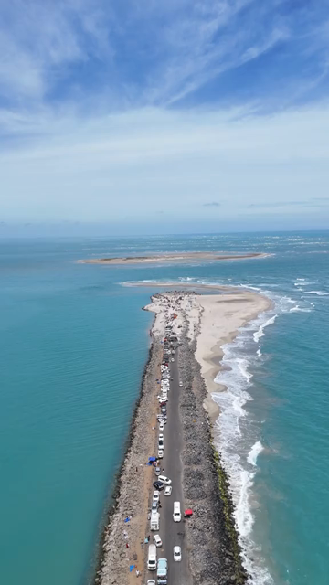 Vertical Aerial View of Dhanushkodi Arichal Munai Road End Tamil Nadu India