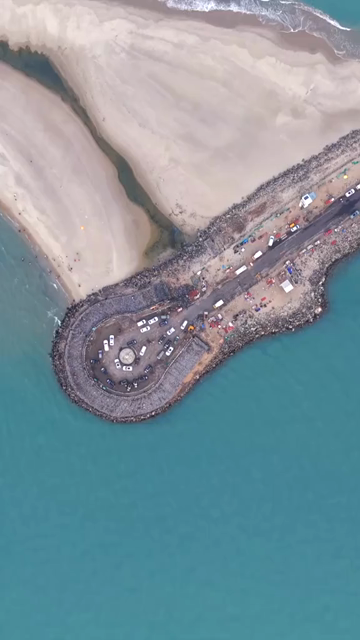 Vertical Aerial View of Dhanushkodi Arichal Munai Road End Tamil Nadu India