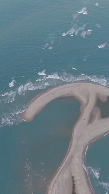 Vertical Aerial View of Dhanushkodi Arichal Munai Road End Tamil Nadu India