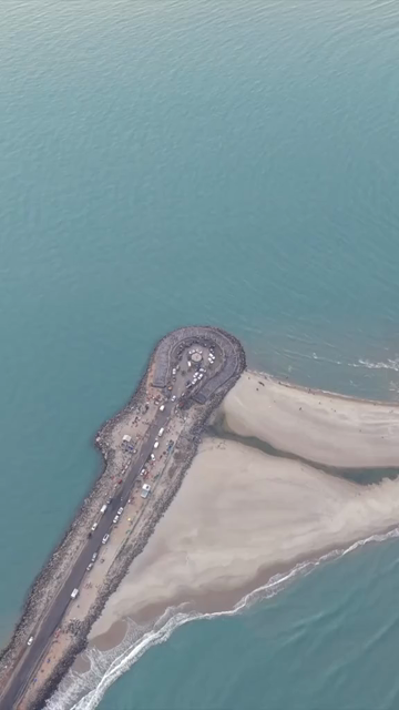 Vertical Aerial View of Dhanushkodi Arichal Munai Road End Tamil Nadu India