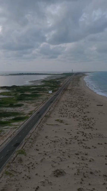 Vertical Aerial View of Dhanushkodi Coastal Road Tamil Nadu India
