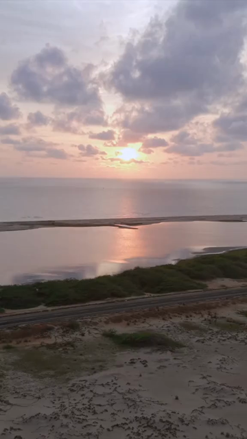 Vertical Aerial View of Dhanushkodi Coastal Road Tamil Nadu India