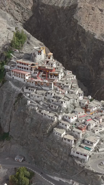 Vertical Aerial View of Diskit Monastery in Nubra Valley, Ladakh