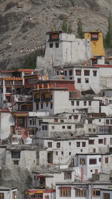 Vertical Aerial View of Diskit Monastery in Nubra Valley, Ladakh