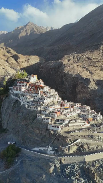 Vertical Aerial View of Diskit Monastery in Nubra Valley, Ladakh