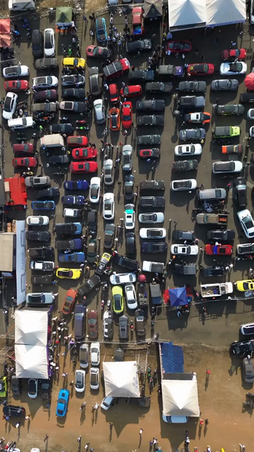 Vertical Aerial View of Drift Event at Aamby Valley Air Strip, Lonavala, Maharashtra