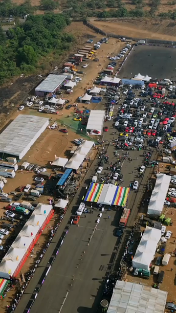 Vertical Aerial View of Drift Event at Aamby Valley Air Strip, Lonavala, Maharashtra