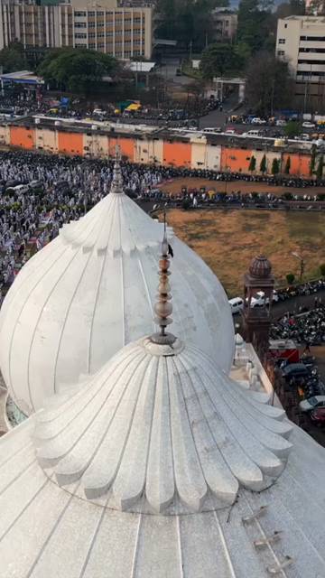 Vertical Aerial View of Eid Prayers at Taj-ul-Masajid, Bhopal, India