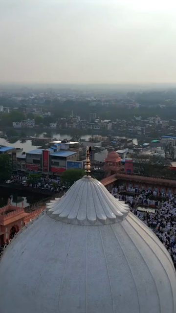 Vertical Aerial View of Eid Prayers at Taj-ul-Masajid, Bhopal, India