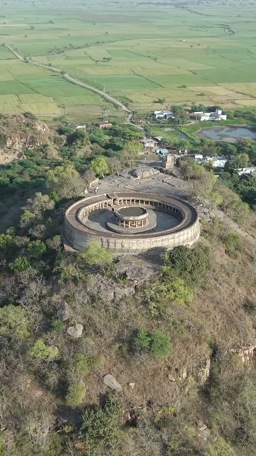 Vertical Aerial View of Ekattarso Mahadev Temple Mitaoli Morena Madhya Pradesh India