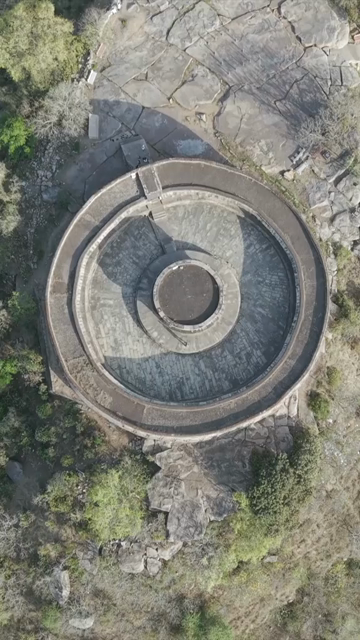 Vertical Aerial View of Ekattarso Mahadev Temple Mitaoli Morena Madhya Pradesh India