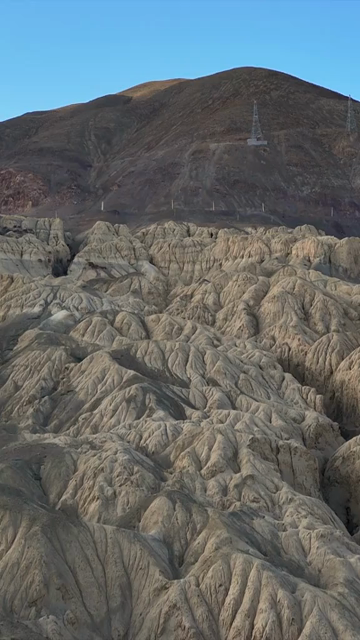 Vertical Aerial View of Eroded Rock Formations in the Landscapes of Ladakh India