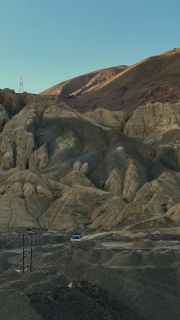 Vertical Aerial View of Eroded Rock Formations in the Landscapes of Ladakh India