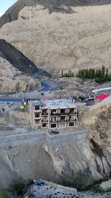 Vertical Aerial View of Eroded Rock Formations in the Landscapes of Ladakh India