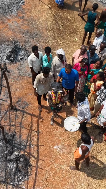 27th April 2026 : Vertical Aerial View of Firewalking Ceremony at Kundrakudi Murugan Temple Festival in Sivaganga India