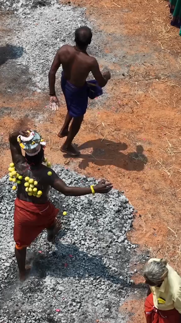 27th April 2026 : Vertical Aerial View of Firewalking Ceremony at Kundrakudi Murugan Temple Festival in Sivaganga India