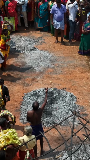 27th April 2026 : Vertical Aerial View of Firewalking Ceremony at Kundrakudi Murugan Temple Festival in Sivaganga India