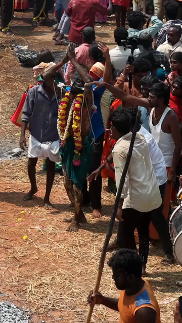 27th April 2026 : Vertical Aerial View of Firewalking Ceremony at Kundrakudi Murugan Temple Festival in Sivaganga India