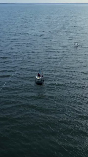 Vertical Aerial View of Fishermen on Narmada River Near Jabalpur, India