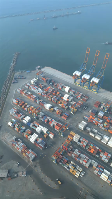 Vertical Aerial View of Fishing Harbor and Port in Visakhapatnam India