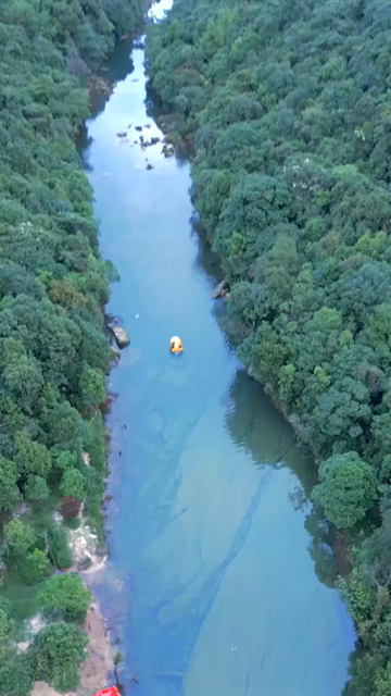 Vertical Aerial View of Forest River Valley in Meghalaya, India