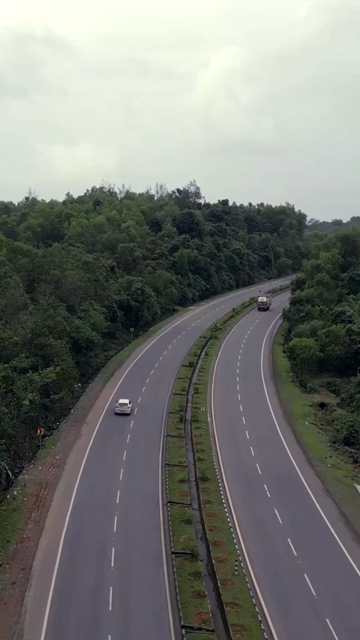 Vertical Aerial View of Forest Road in Karnataka India