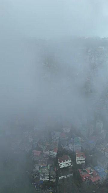 Vertical Aerial View of Gangtok Cityscape and Hillside Buildings Sikkim India
