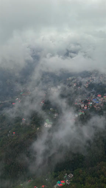 Vertical Aerial View of Gangtok Cityscape and Hillside Buildings Sikkim India